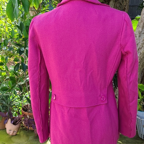 Be fuchsia wool blend pea coat. Sz M. Gently worn - Picture 7 of 16
